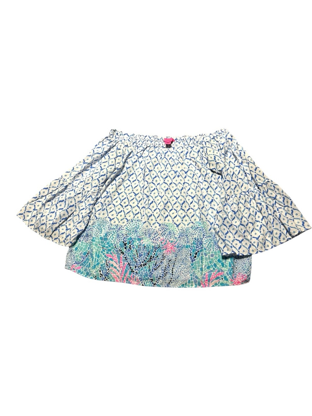 Lilly Pulitzer Sea La Vie Nevie Off-The-Shoulder Top Small with 3/4 bell sleeves - Picture 8 of 11